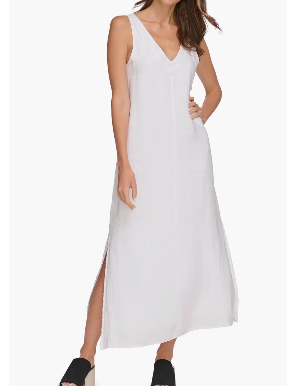 DKNY Women's Dresses   Dress Linen Maxi V-Neck Linen Maxi Dress
XL NWT